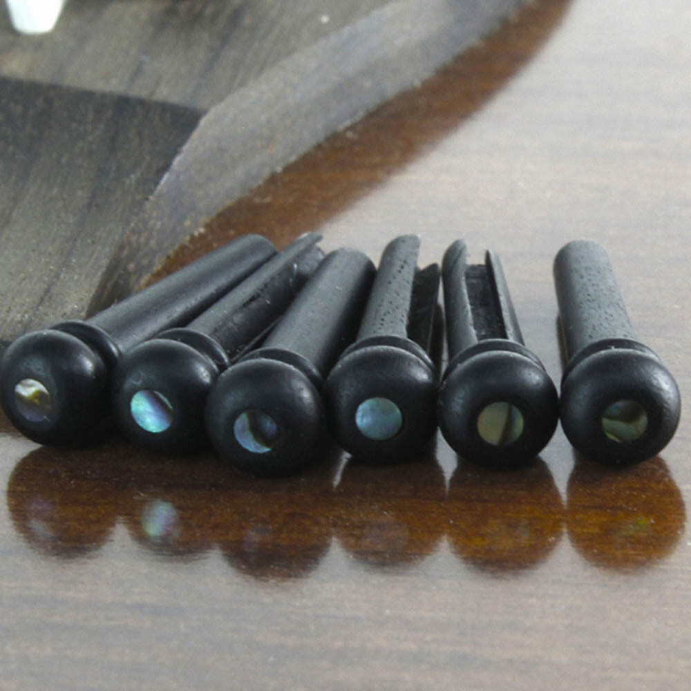 For Acoustic Guitar Ebony Guitar Bridge Pins String Pegs With Abalone Dot 6Pcs