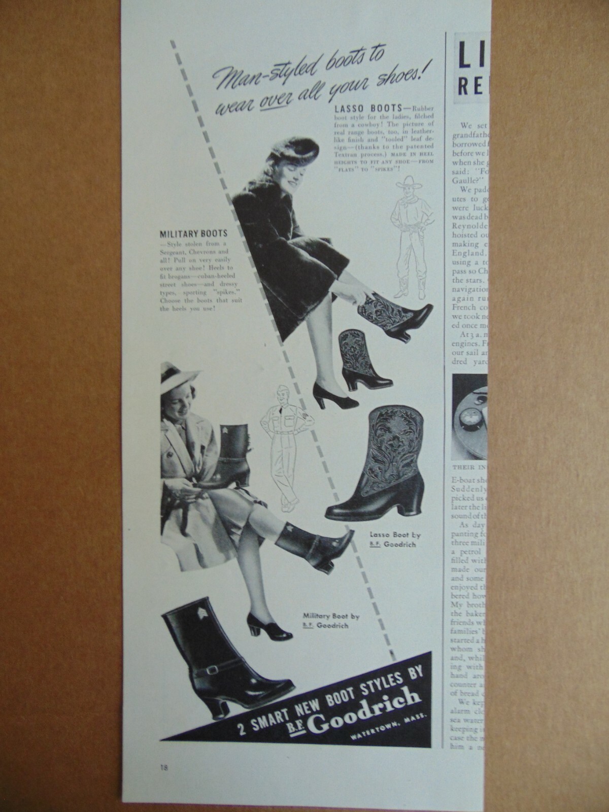 1941 Man-Styled Boots for Women B.F. GOODRICH vintage art print ad