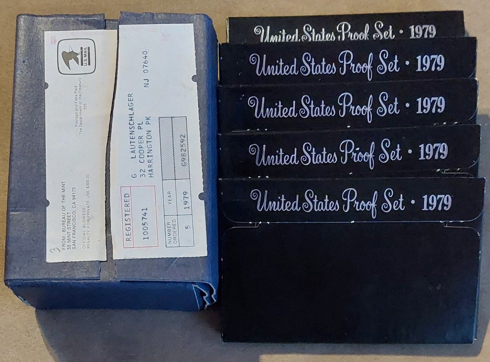 1979 United States 5 PROOF Coin Set Lot w/Original Mint Bureau Mailer 1c-SBA $1