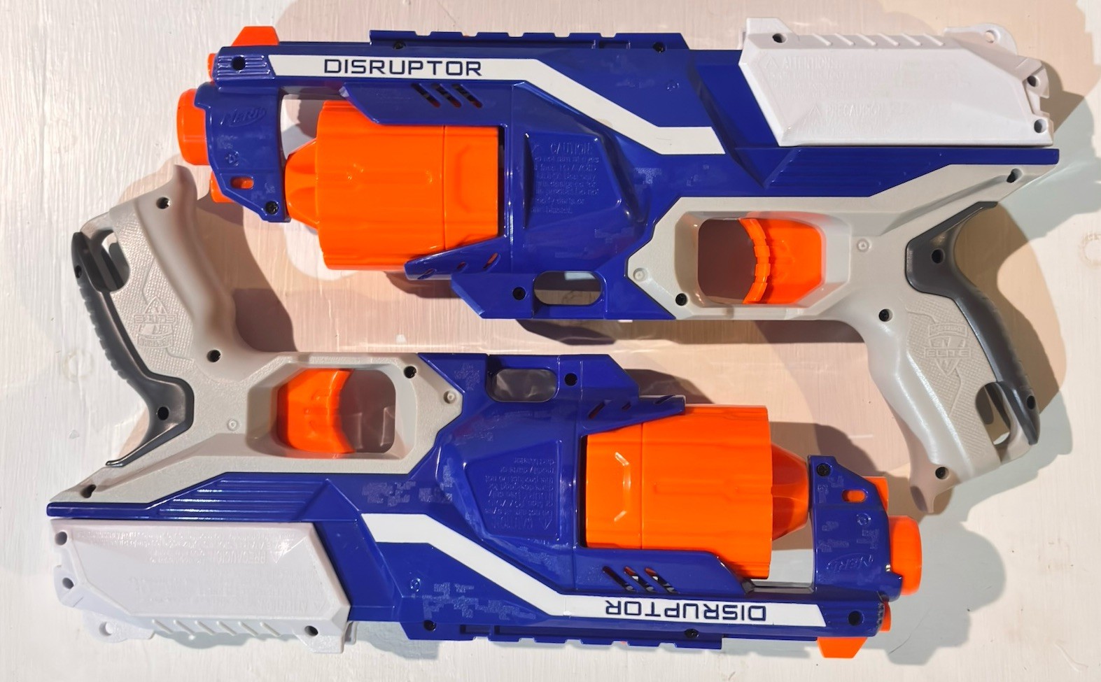 Nerf N-Strike Elite Disruptor Blaster Lot of 2 Blue White w/ 24 Darts Kids Toy
