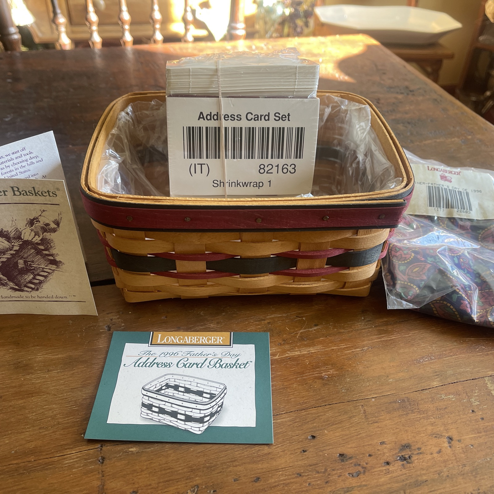 1996 Longaberger Desktop Address Basket Protector Rolodex Cards NEW Father's Day