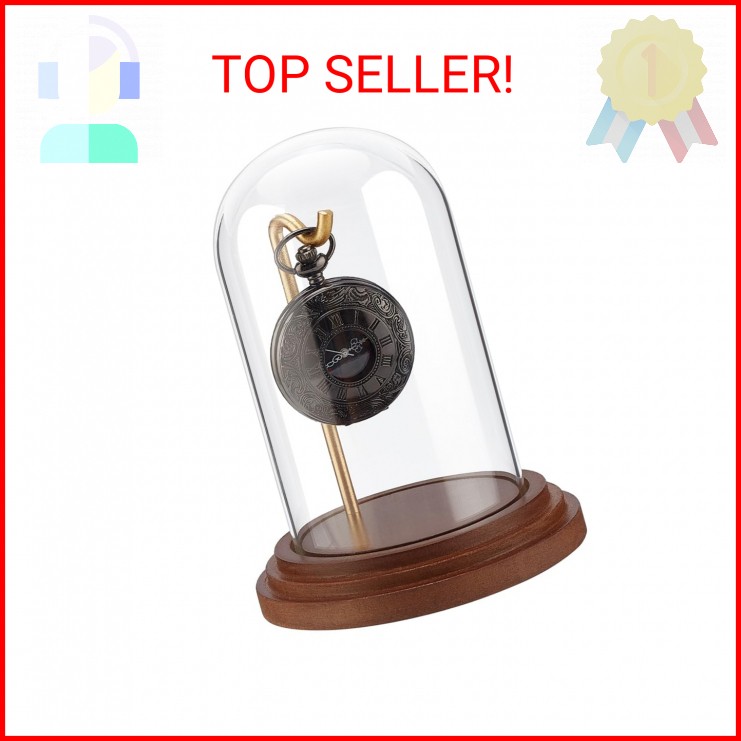 PH PandaHall Pocket Watch Glass Display Dome with Hook 5.7"x4" Watch Display Jar