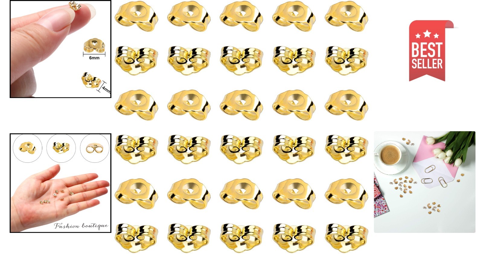 30x Gold Plated Earring Backs - Perfect Replacement for Lost Earring Posts