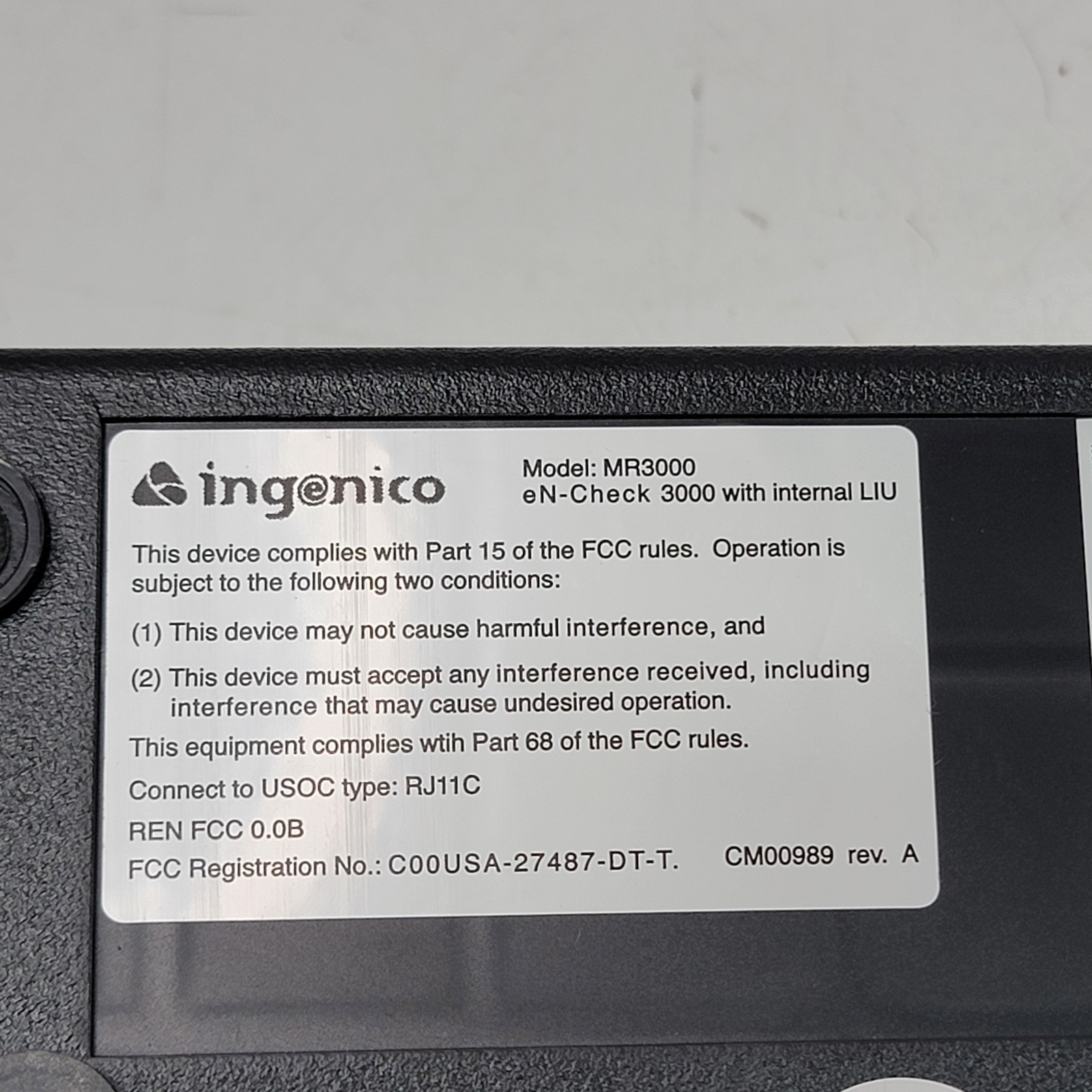 NEW - INGENICO EN-CHECK MR3000 CHECK MANAGER INTERNAL CHECK READER 3000
