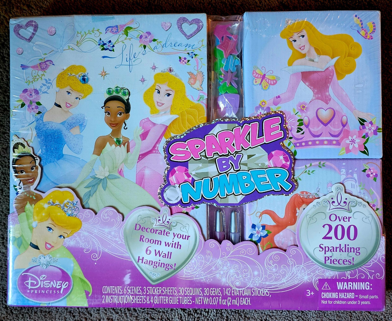 Disney Princess Sparkle By Number Art Craft Kit / Factory Sealed