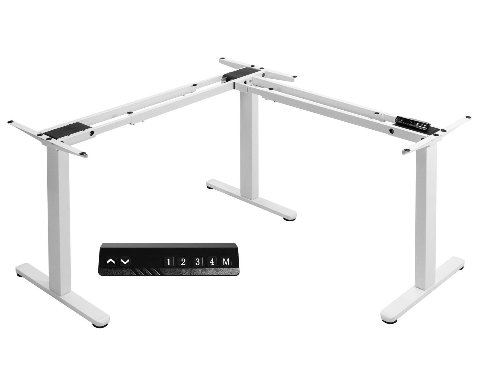 VIVO White Electric Motor Height Adjustable Corner 3 Leg Standing Desk Frame