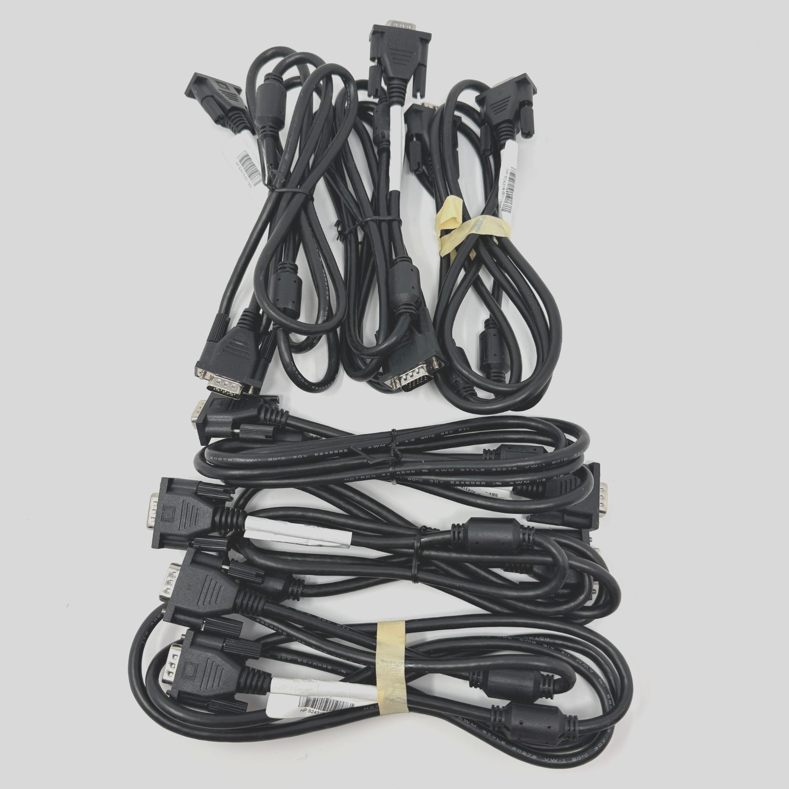 Lot of 6 VGA Cables 6ft Monitor Video Cord Black HP OEM 15-Pin Male to Male Bulk
