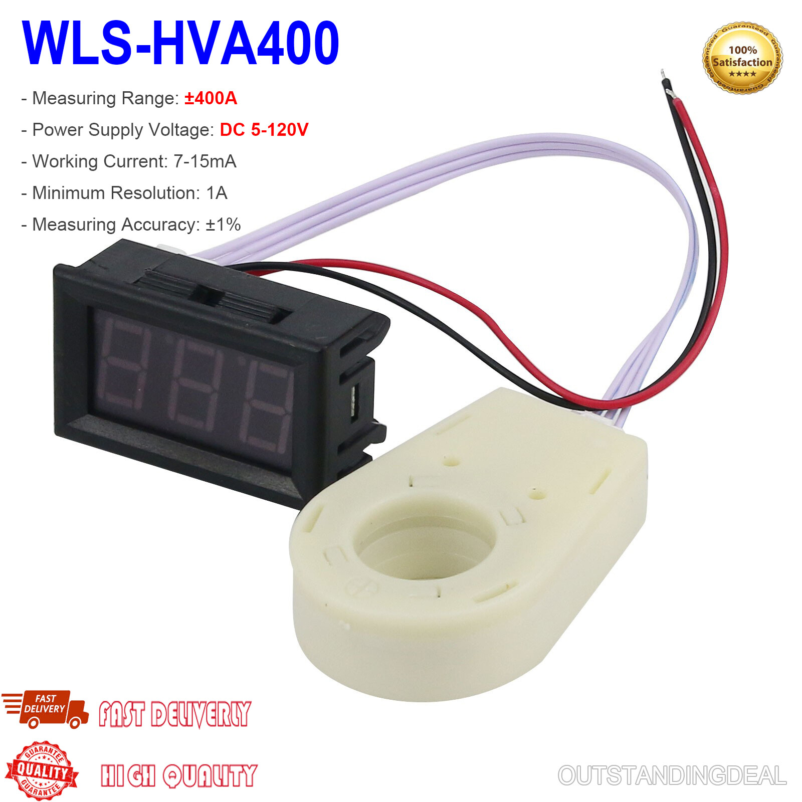 WLS-HVA400 DC 5-120V Current Voltage Meter Voltage Current ±400A 1A os67