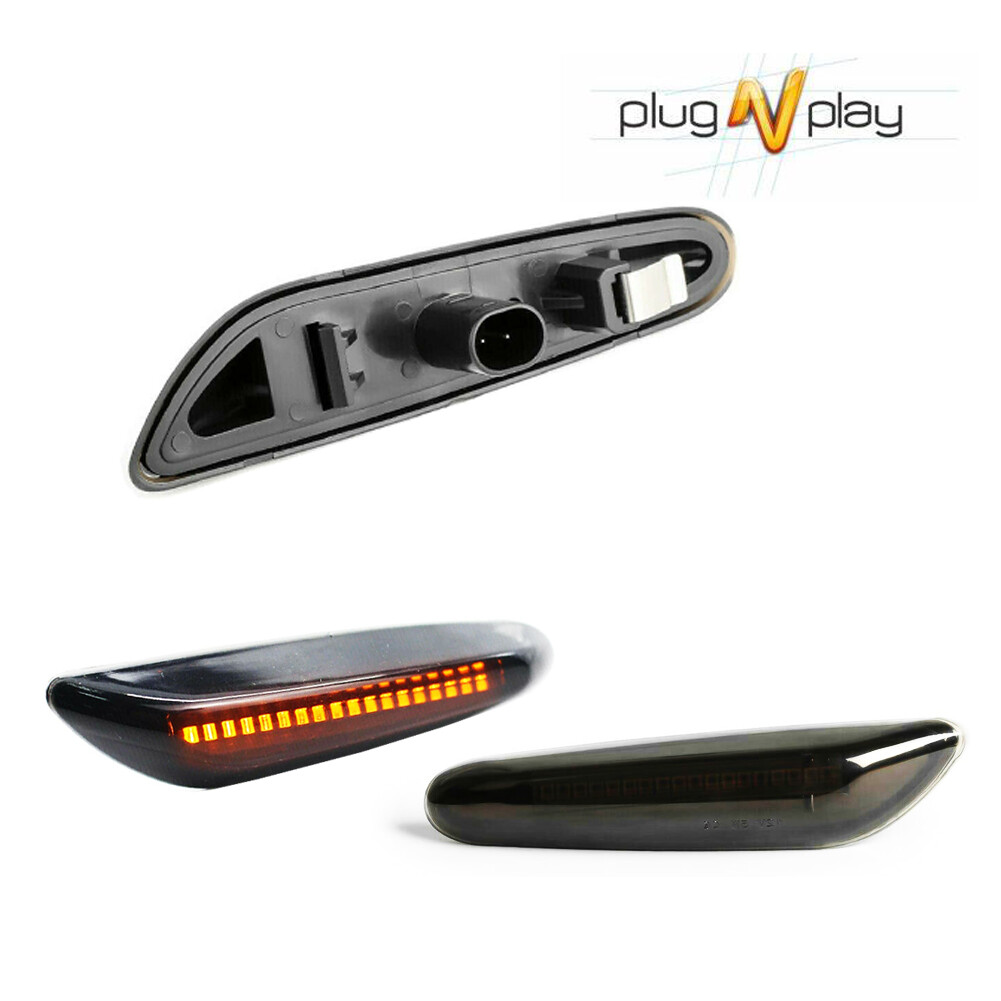 "SMOKE LENS" BMW E82 E88 E90 E92 LED Side Marker Light Signal Blinker Lamp Pair