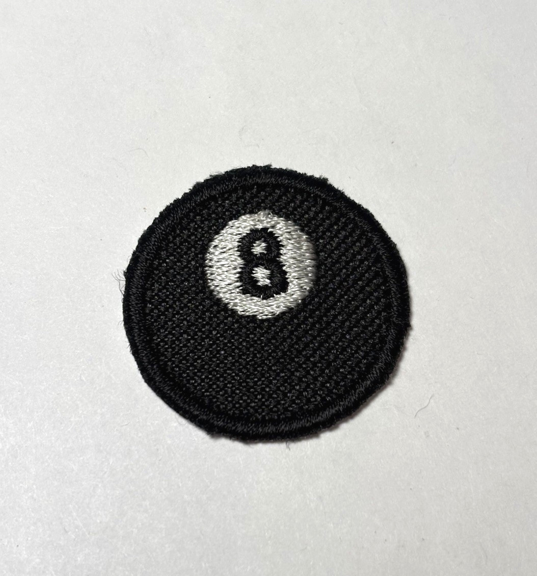 8ball MINI Iron-On/Sew-On Embroidered Patch Billiards Patch8-Ball Patch 1.25”