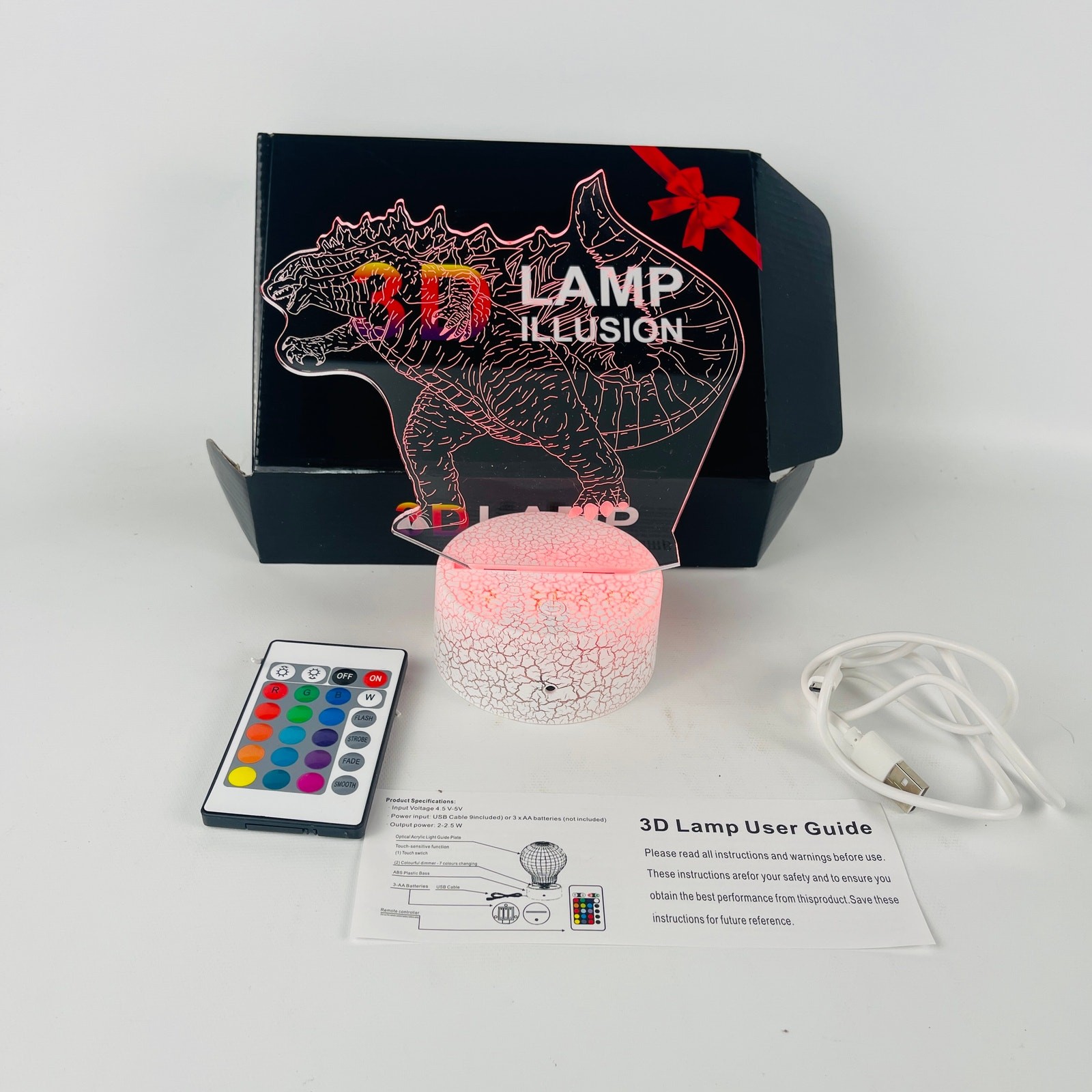 Godzilla Night Light LED 3D Lamp Illusion with Remove Multicolors