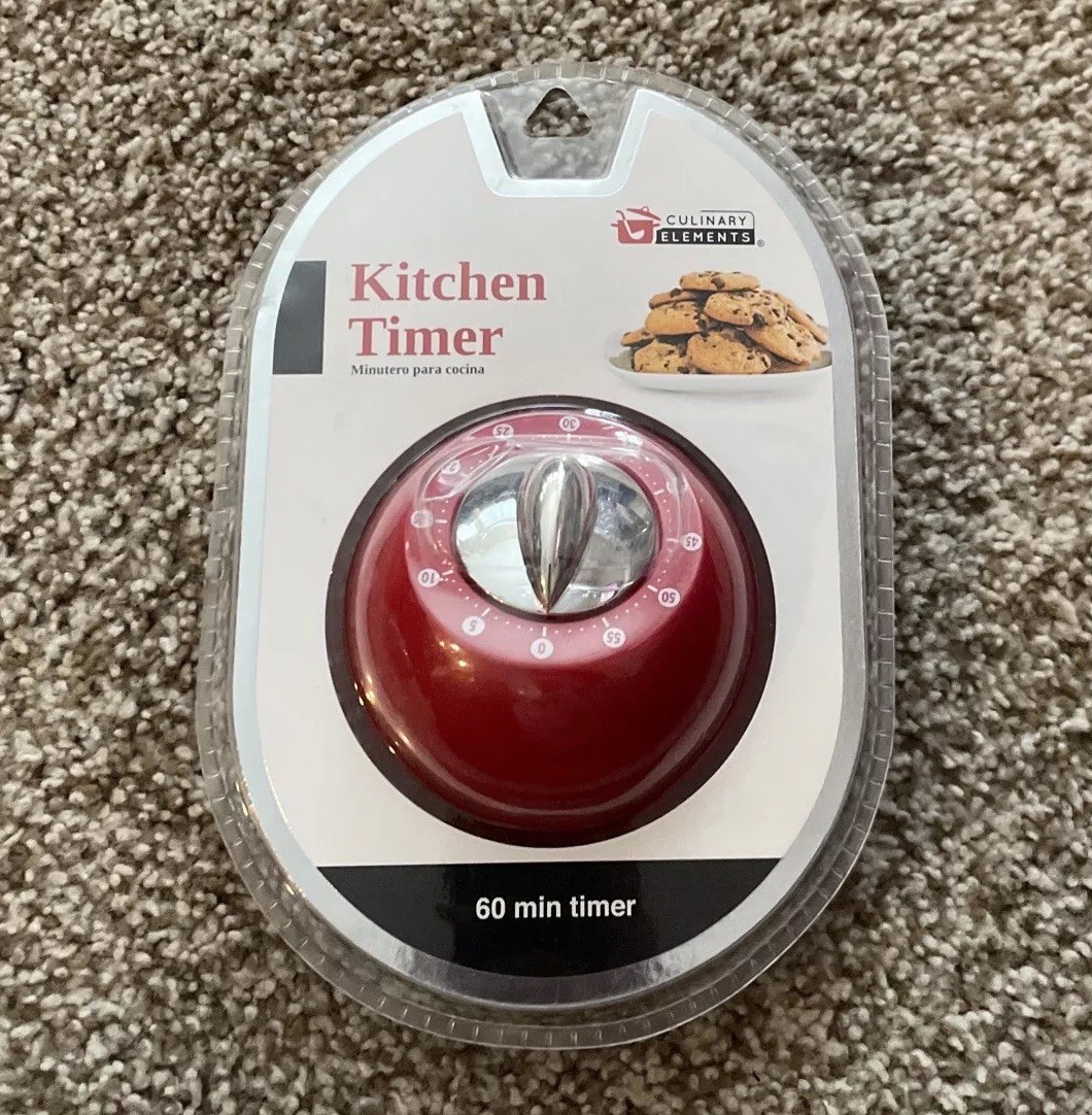 Culinary Elements 60 Minute Kitchen Timer Red Mechanical Wind Up