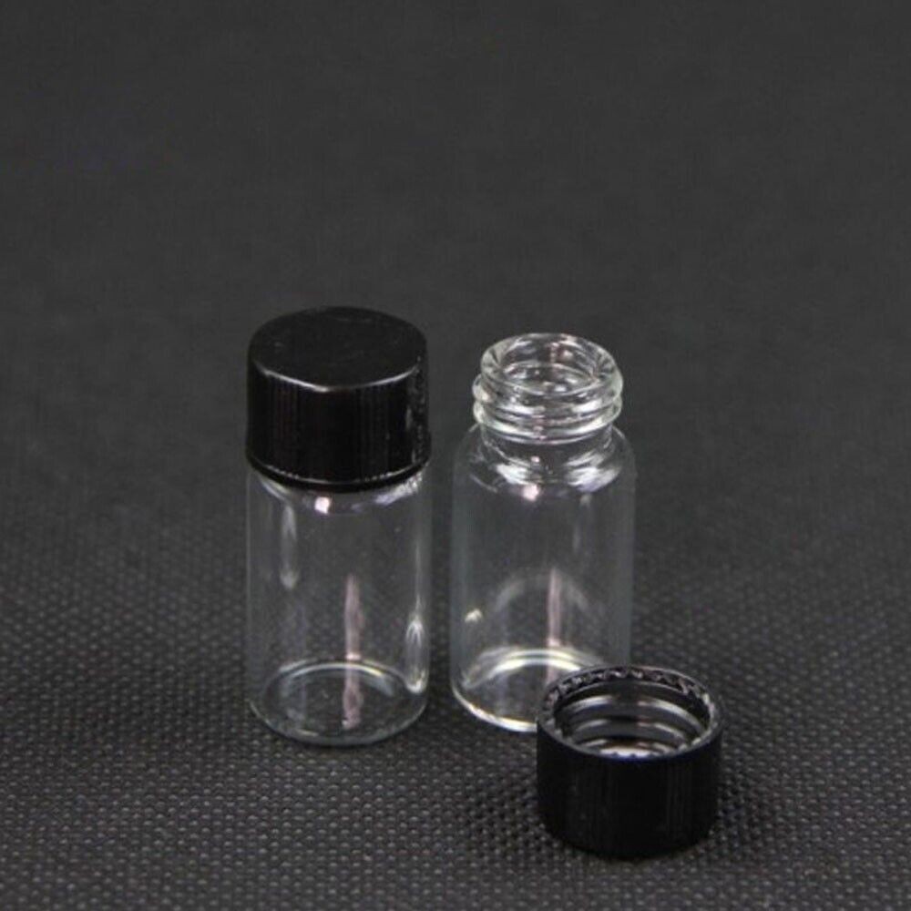 50pcs 3ml Mini Clear Small Empty Glass Bottles Sample Vials Jars with Screw Cap