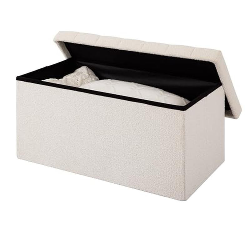 Cushioned Ottoman Storage Chest Footrest Stylish Padded Seat Living Room New