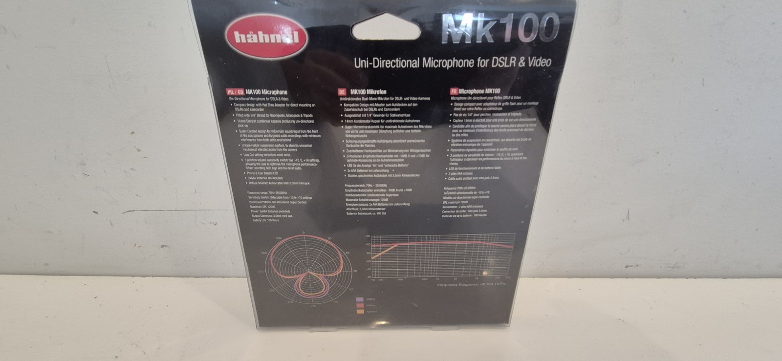 Hahnel Mk100 Uni-Directinal Microphone for DSLR & Video New Sealed Package
