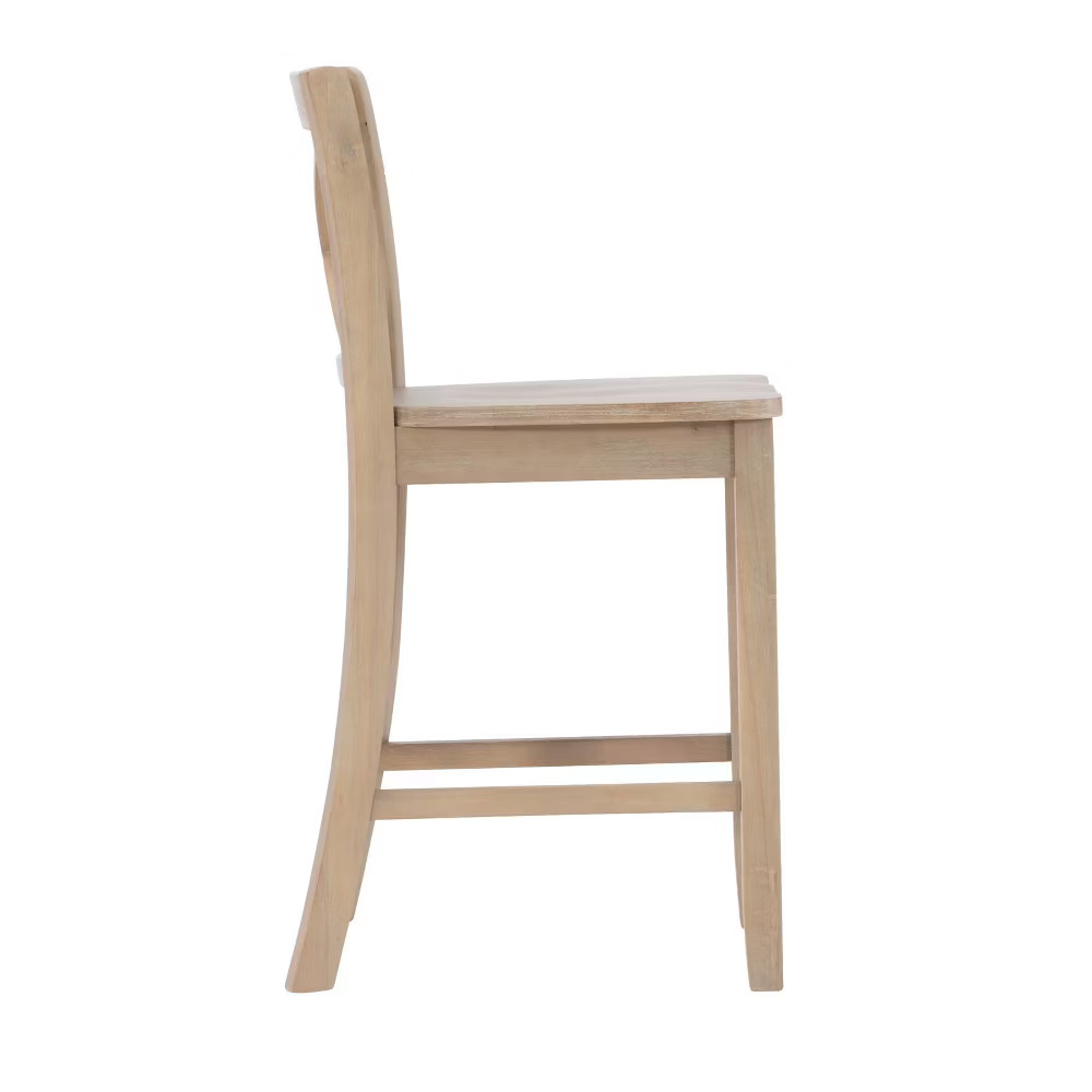 24" Torino Solid Wood Traditional X-Back Counter Height Barstools Gray Wash -