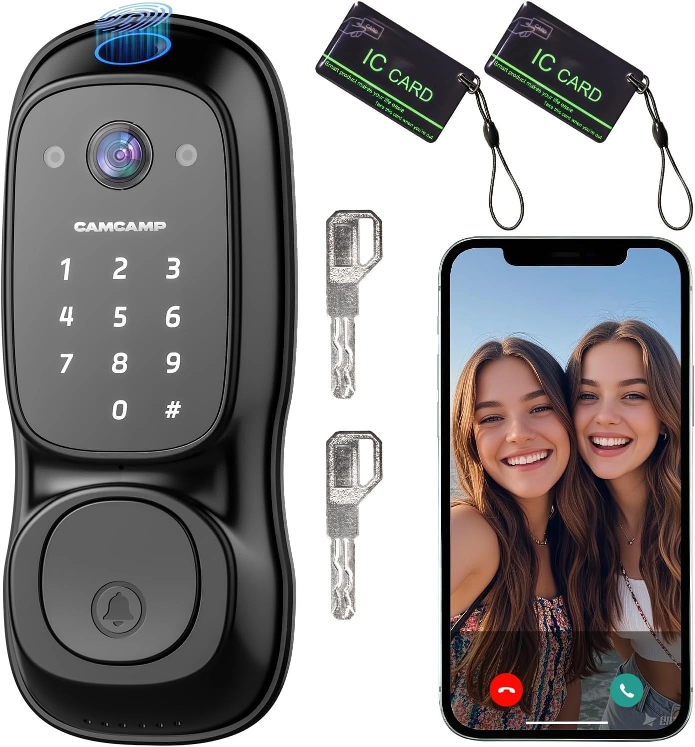 Smart Door Lock Wi-Fi Video Camera Fingerprint Keyless Door Lock with Doorbell
