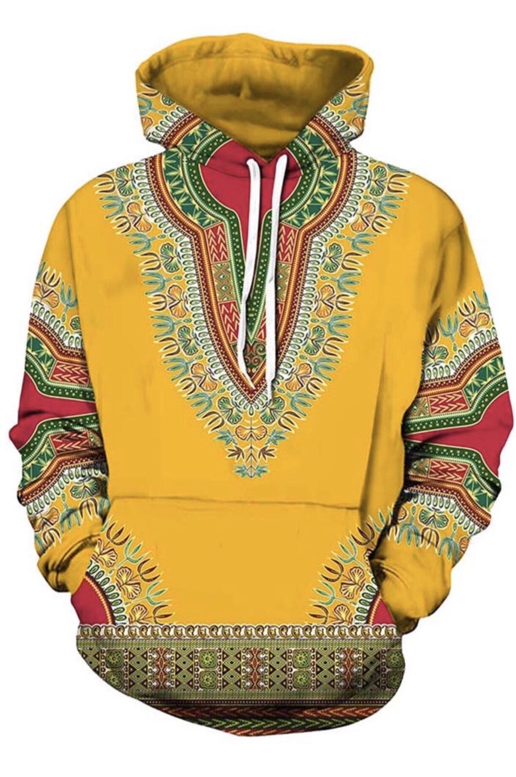 UNISEX AFRICAN PRINT DASHIKI LONG SLEEVE FASHION HOODIES SWEATSHIRT SIZE M