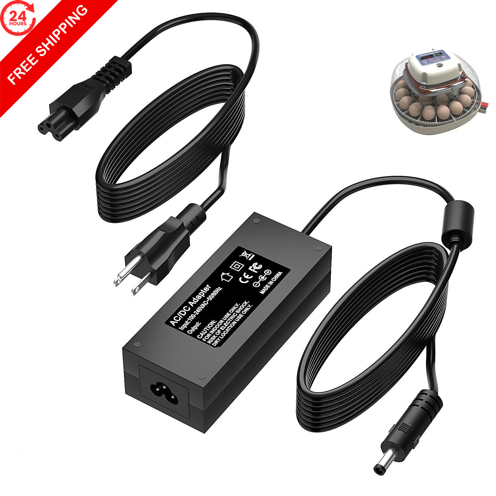 12V Power Cord for Nurture Right 360° Egg Incubator Compatible with Nurture...