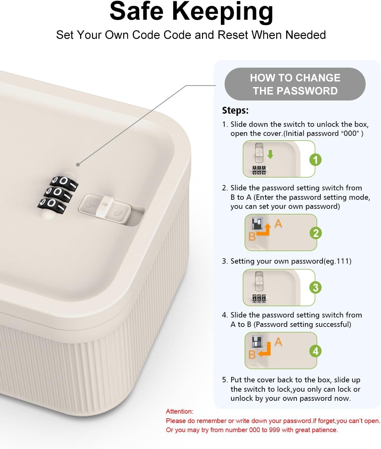 ySky Lockable Storage Box with Combination Code - Secure Medicine Safe, Phone Ja