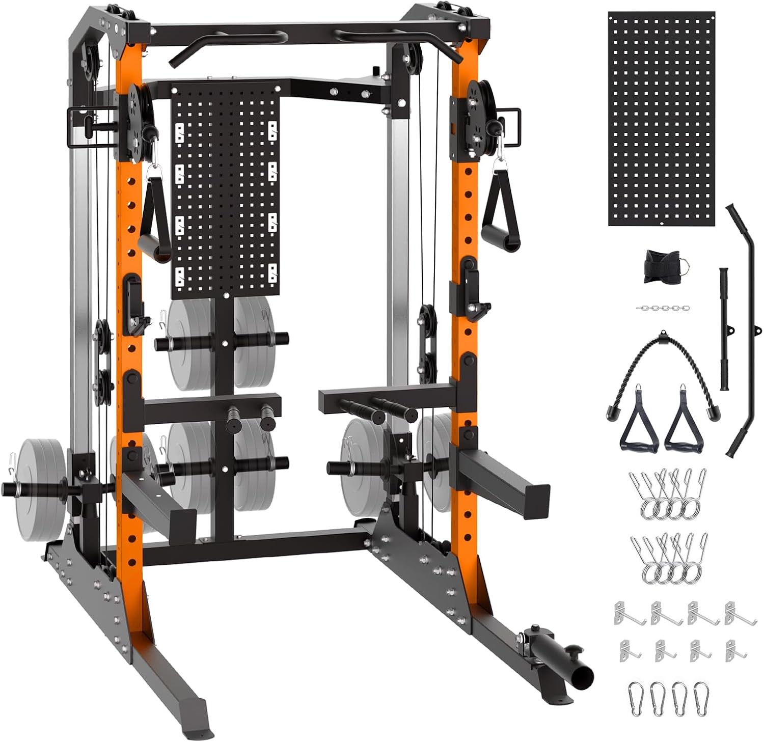2000 lbs Power Rack with LAT Pulldown Dual Pulley System Squat Cage Home Gym