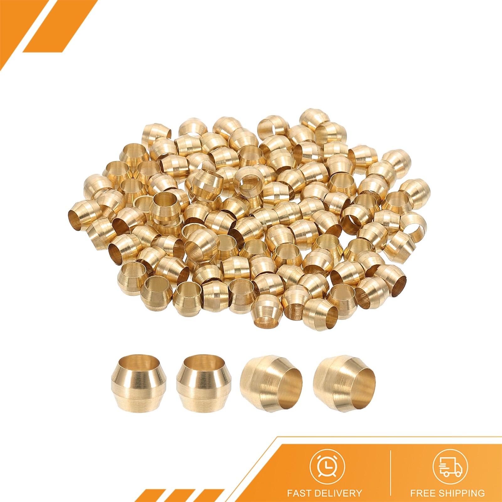 100Pcs Brass Compression Sleeves Ferrules Tube OD 5/32" Fittings