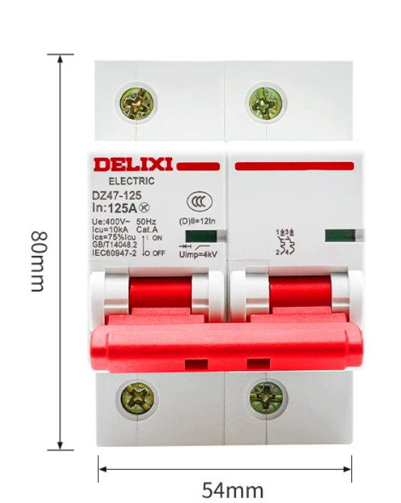 Delixi DZ47S Miniature Circuit Breaker 2P125A