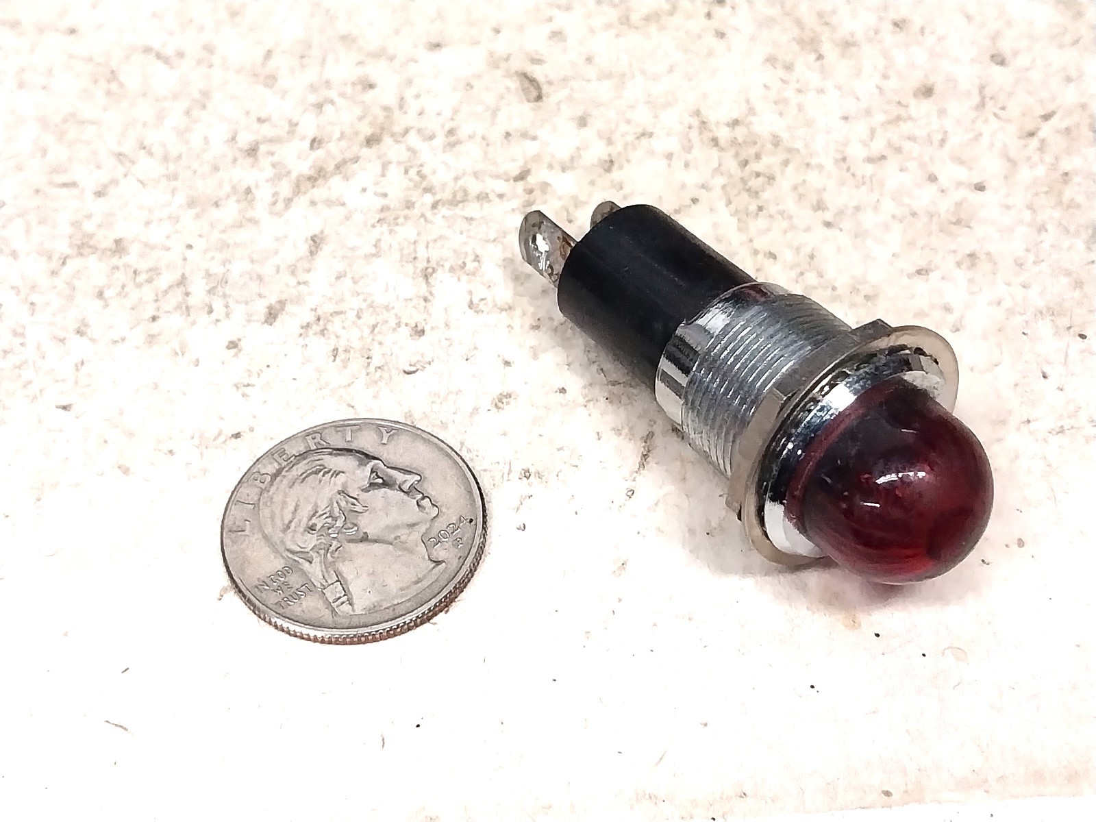 Nice Red Panel Pilot Light #47 Bulb / Old Vintage Ham Radio Tube Power Supply
