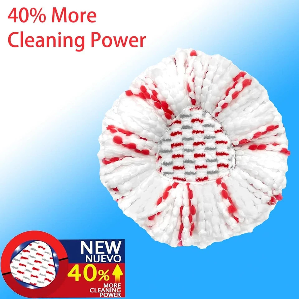 2 Pack Mop Heads Replacements - 40% More Cleaning Power, Spin Mop Heads Replacem