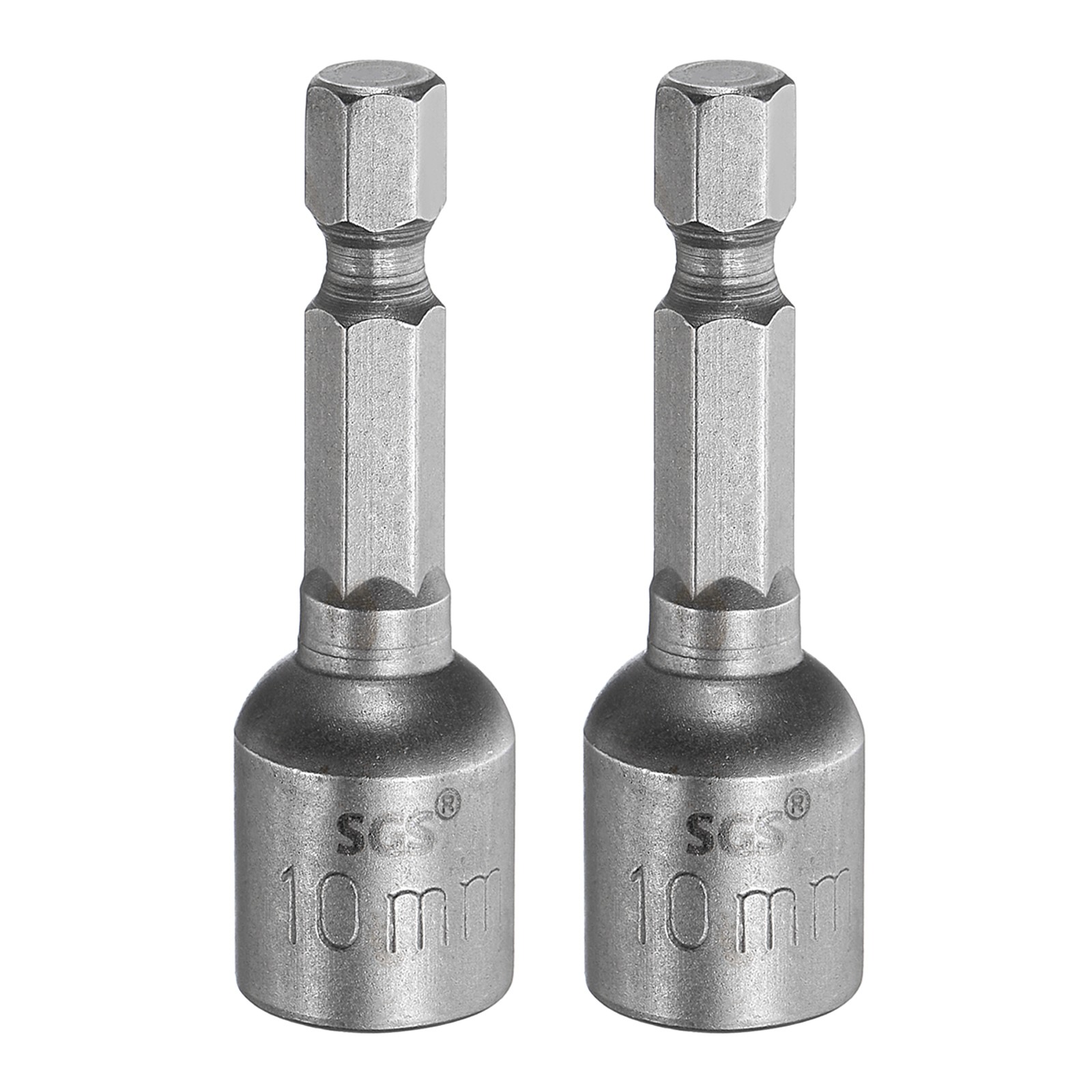 2pcs, Nut Driver Drill Bit 10mm Socket 1/4" Hex Shank 1.89" Long Magnetic Setter