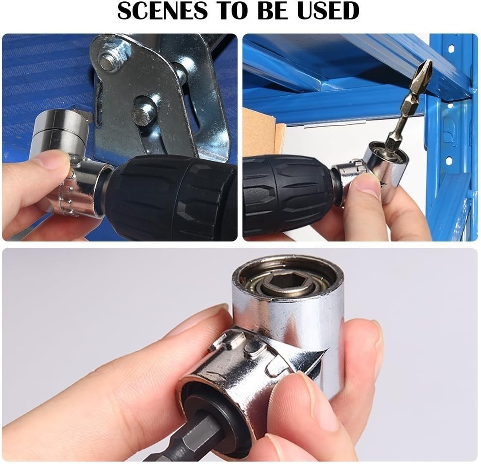 Durable Chrome Vanadium Hex Shank Adapter Set - 3 Pcs with Right Angle Extension