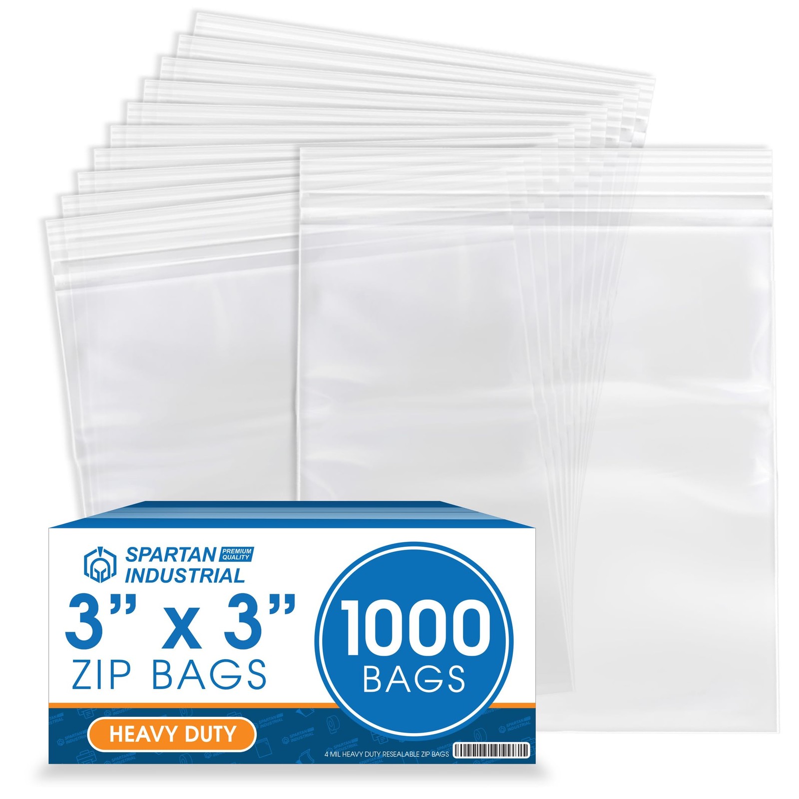 - 3” X 3” 1000 Count 4 Mil Thick Clear Reclosable Zip Plastic Poly Bags with ...