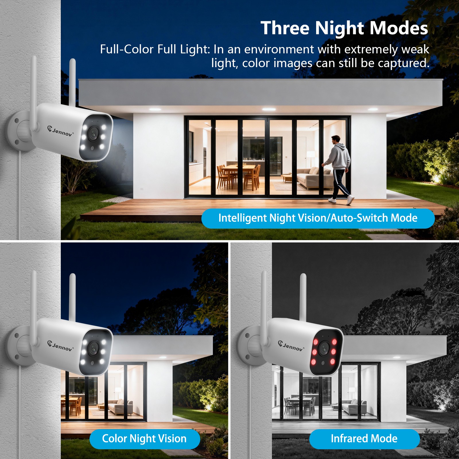 Jennov 5MP Security Camera System NVR with Wide Angle Camera Waterproof 1TB HDD