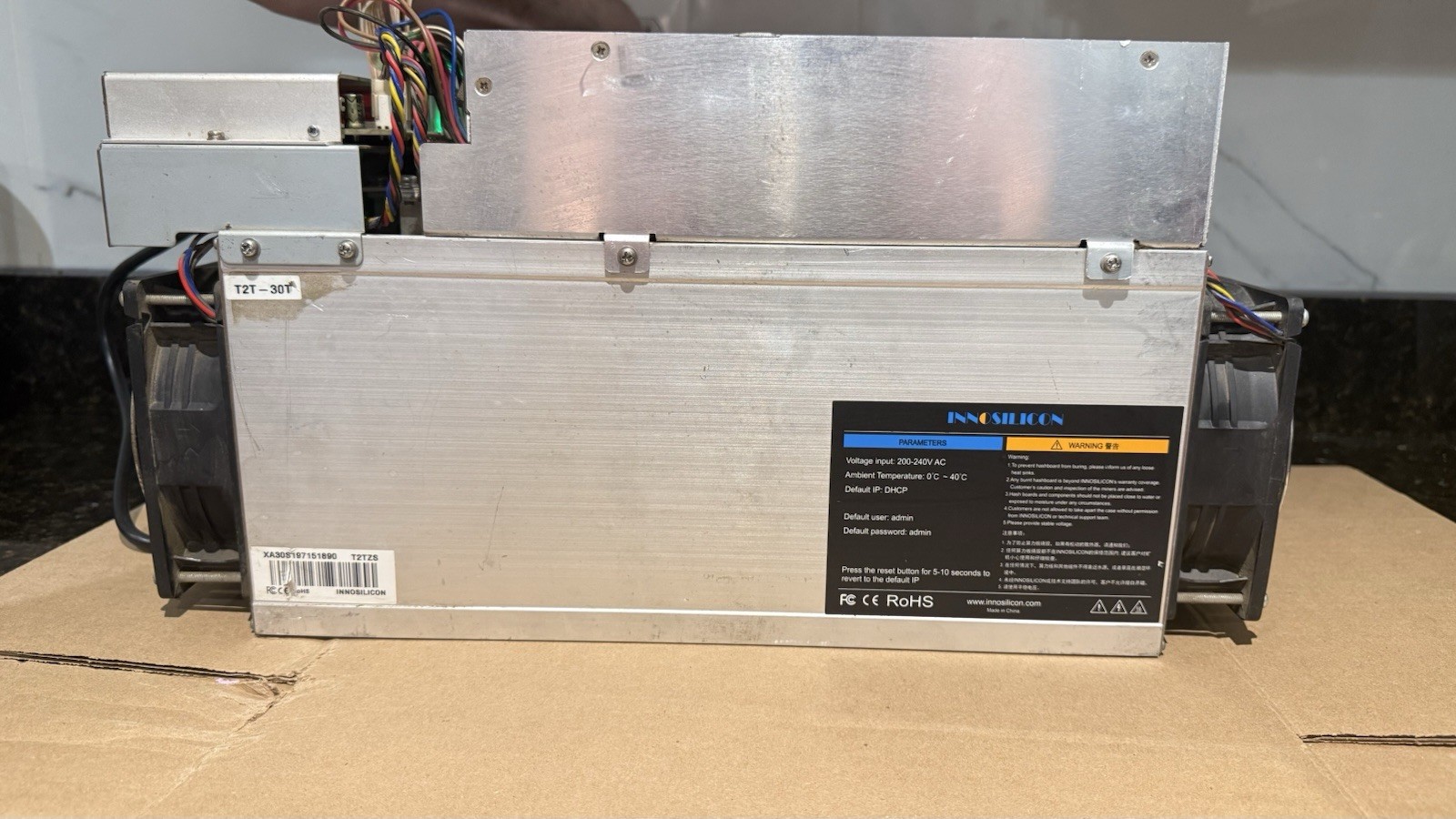 Innosilicon T2Tzs 30TH ASIC Miner – Powers On – Untested