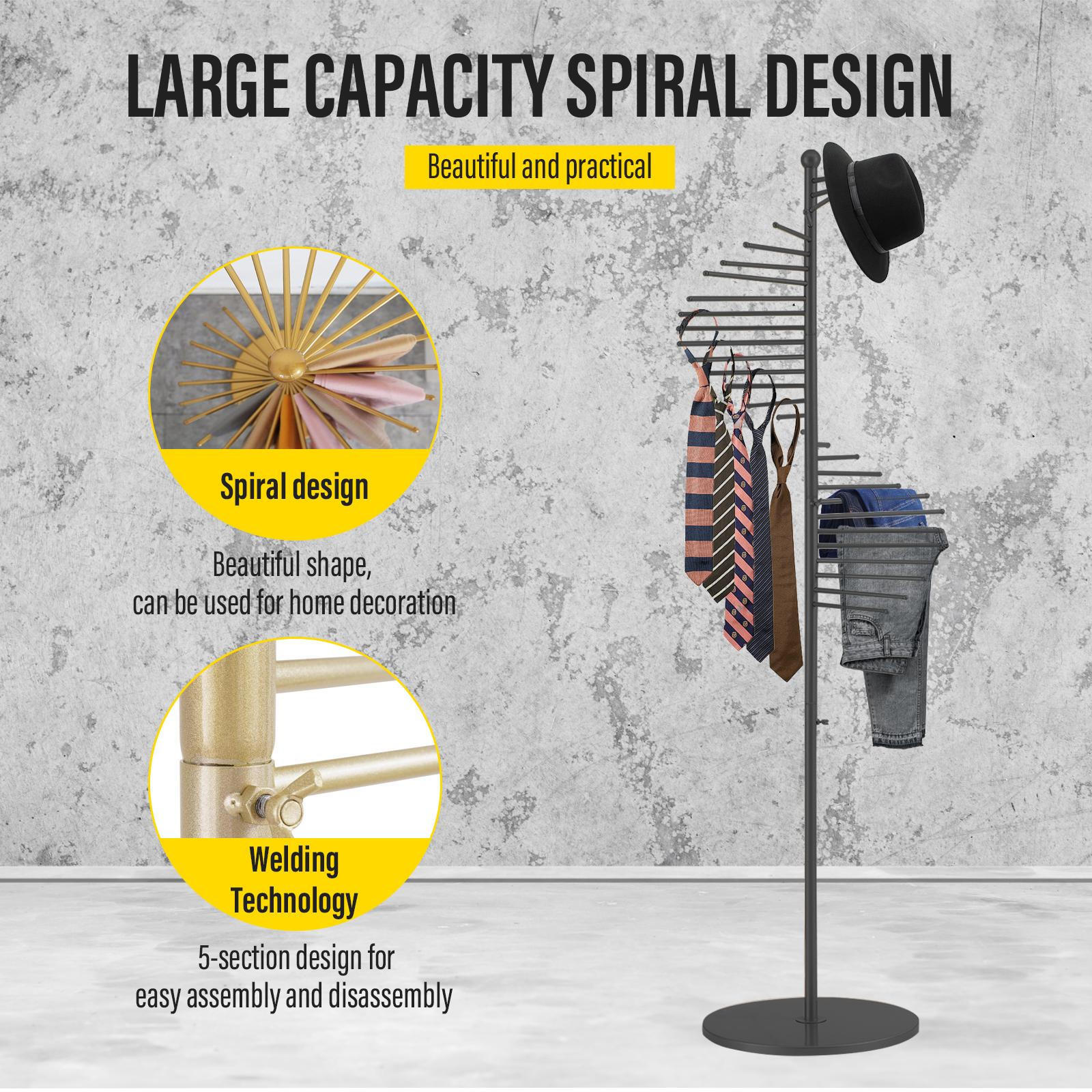 170cm Freestanding Metal Spiral Scarf Display Stand Hijab Organizer Rack Black