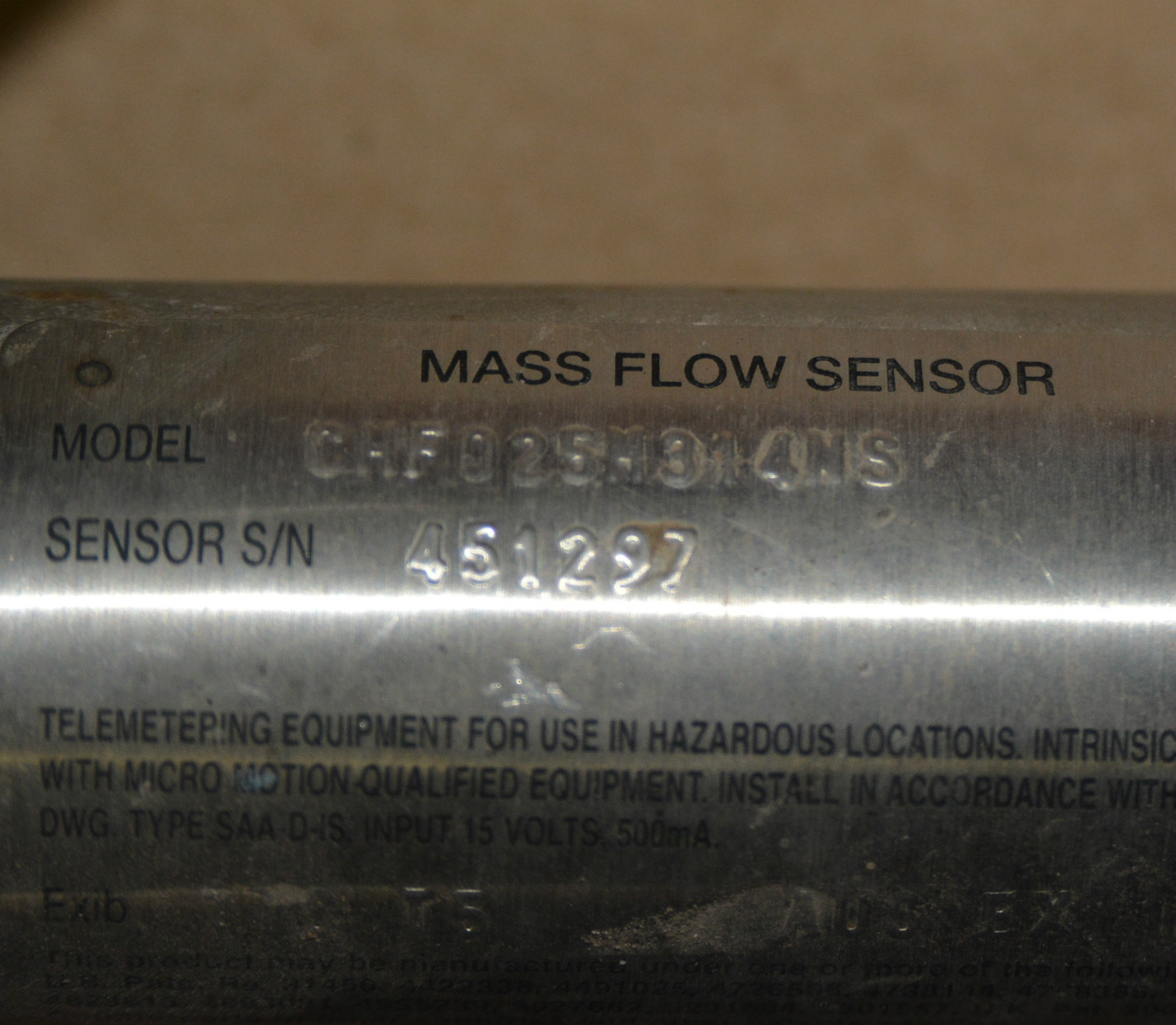 MICRO MOTION Elite Series Mass Flow Sensor CMF025M314NS 1/2"