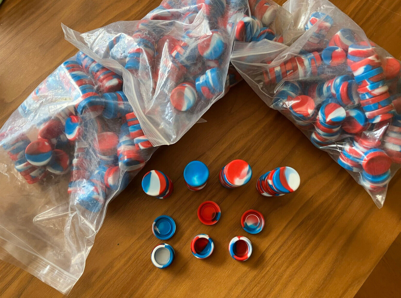 300 Pcs 5ml Silicone Wax Containers - Red, White, and Blue, Multi Use, Nonstick