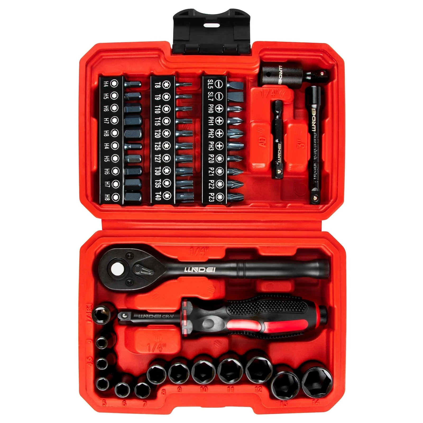 48 Piece 1/4 Inch Mini Socket Ratchet Wrench Set, Metric Shallow Socket (4-14...