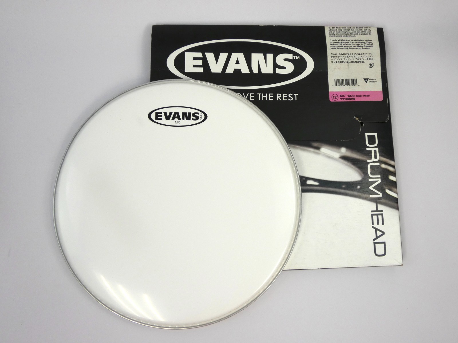 BRAND NEW (Open Box) Evans TT12MXW 12" MX White Marching Tenor Drum Head