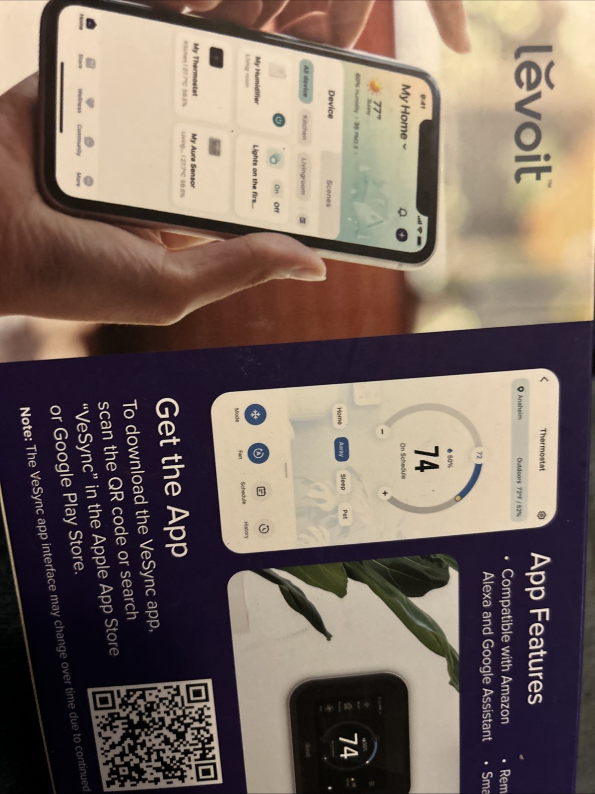 Levoit Aura White WiFi Programmable Digital Smart Sensor Thermostat
