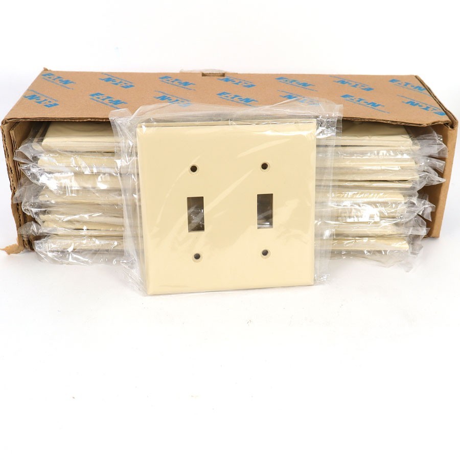 Eaton 2139V Ivory 2-Gang Toggle Switch Plastic Standard Wallplate Cover Plate 30