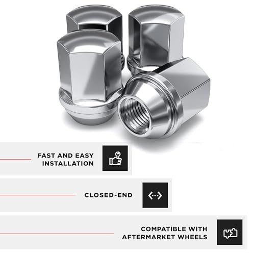 9/16"-18 Lug Nuts for Select Dodge and Ram, Factory Style Solid CHROME 4 Pack