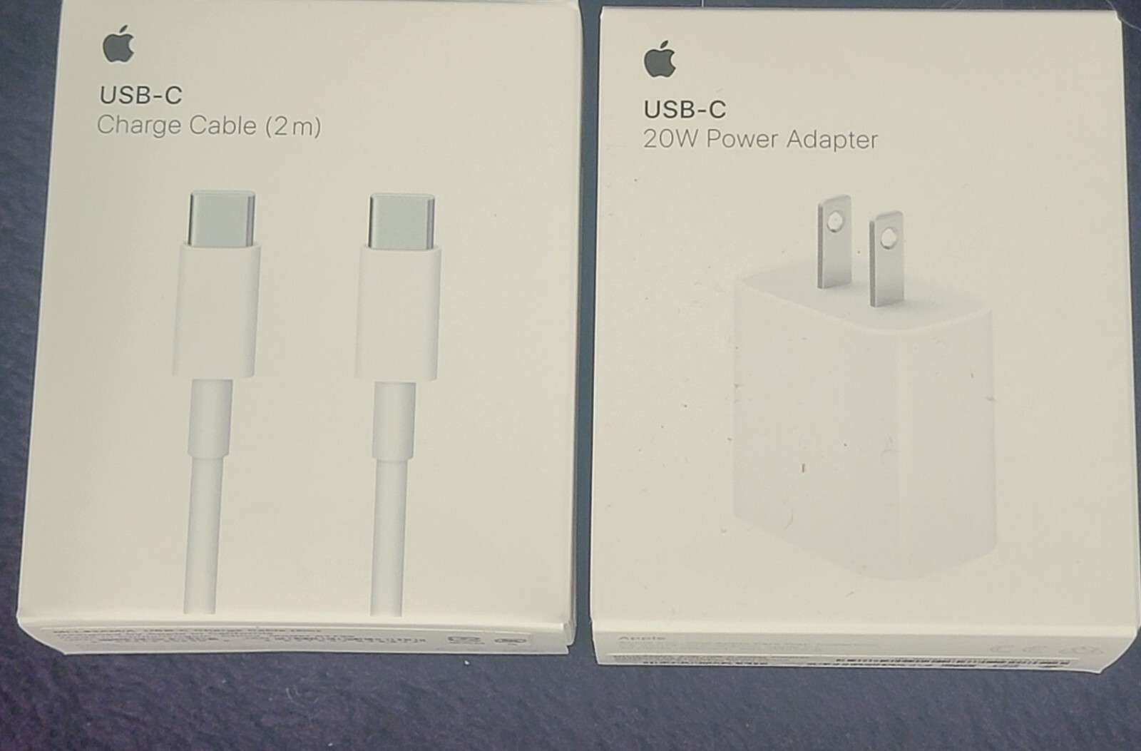 Genuine Apple USB-C Charge Cable (2m) and Apple 20W USB-C Power Adapter Set
