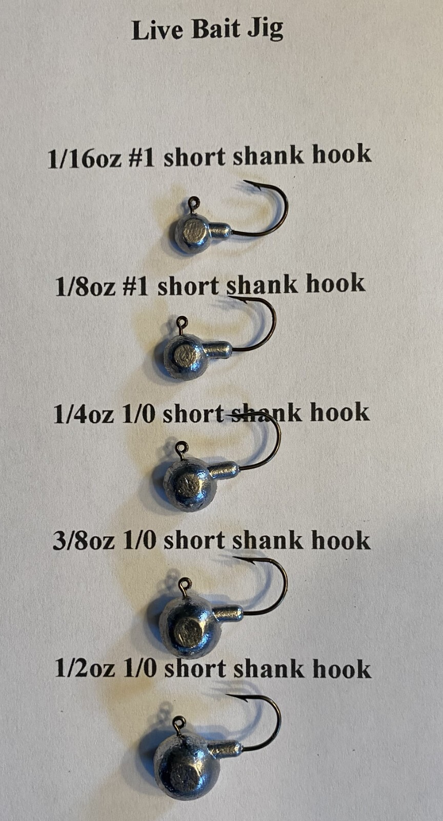 25pcs unpainted  1/16oz or 1/8oz Live Bait Jig Heads with short shanks.
