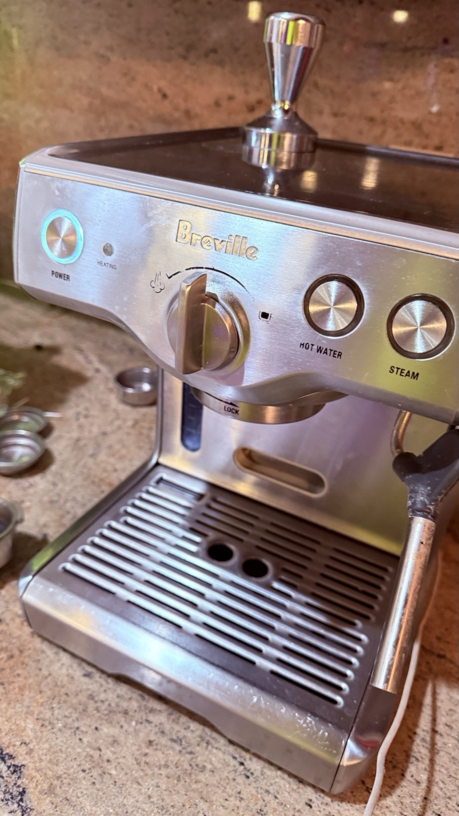 Breville 800ESXL Espresso Machine Silver Stainless Steel Steam Wand Portafilter