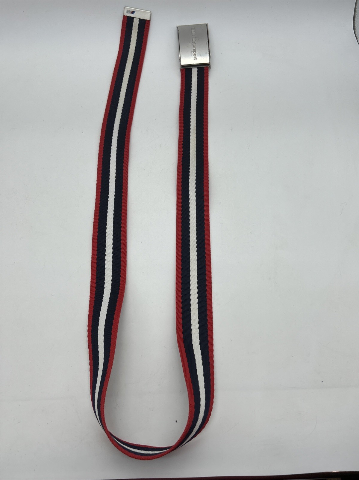 BMW Motorsport Men's Belt 115cm Webbing Metal Buckle Red White Blue