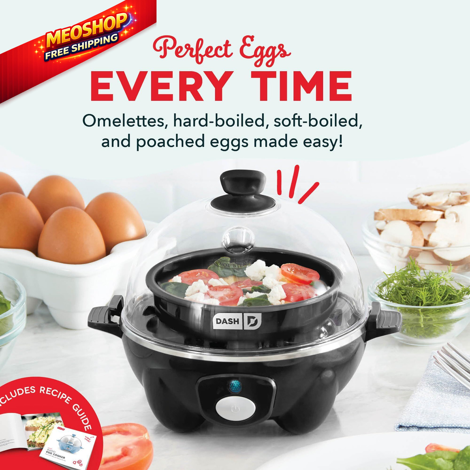 Dash Rapid Egg Cooker - Boiler, Poacher & Steamer - Includes 7 Eggs, Black