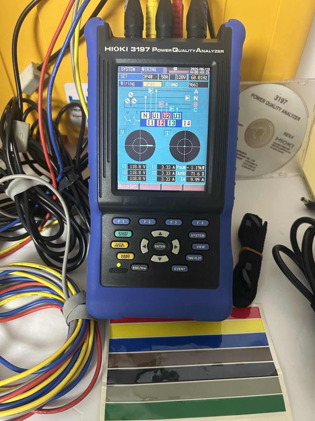 Hioki 3197 Three Phase HandHeld Power Quality Analyzer Meter