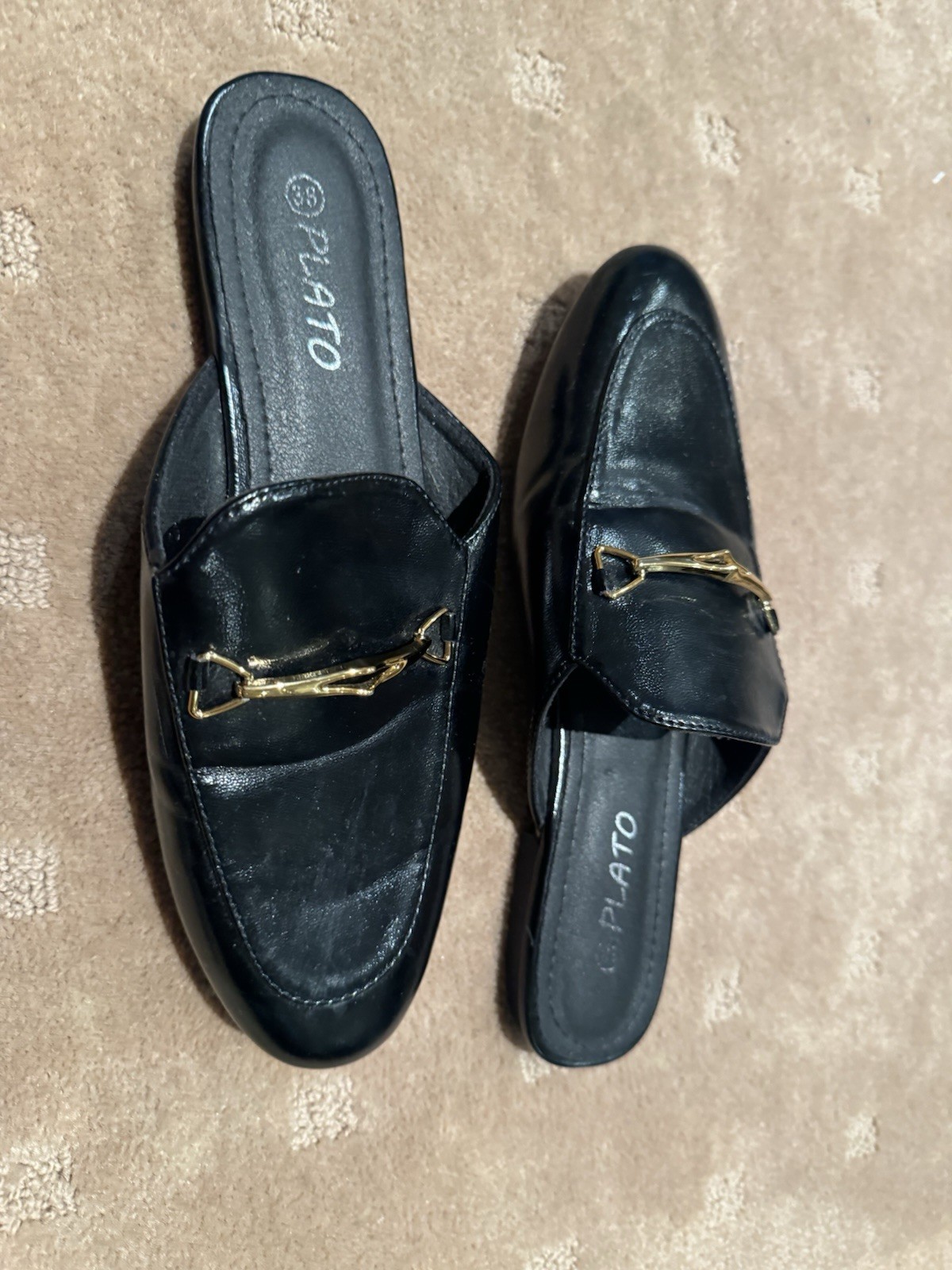 LADIES BLACK SLIDES SIZE 38 GOOD CONDITION