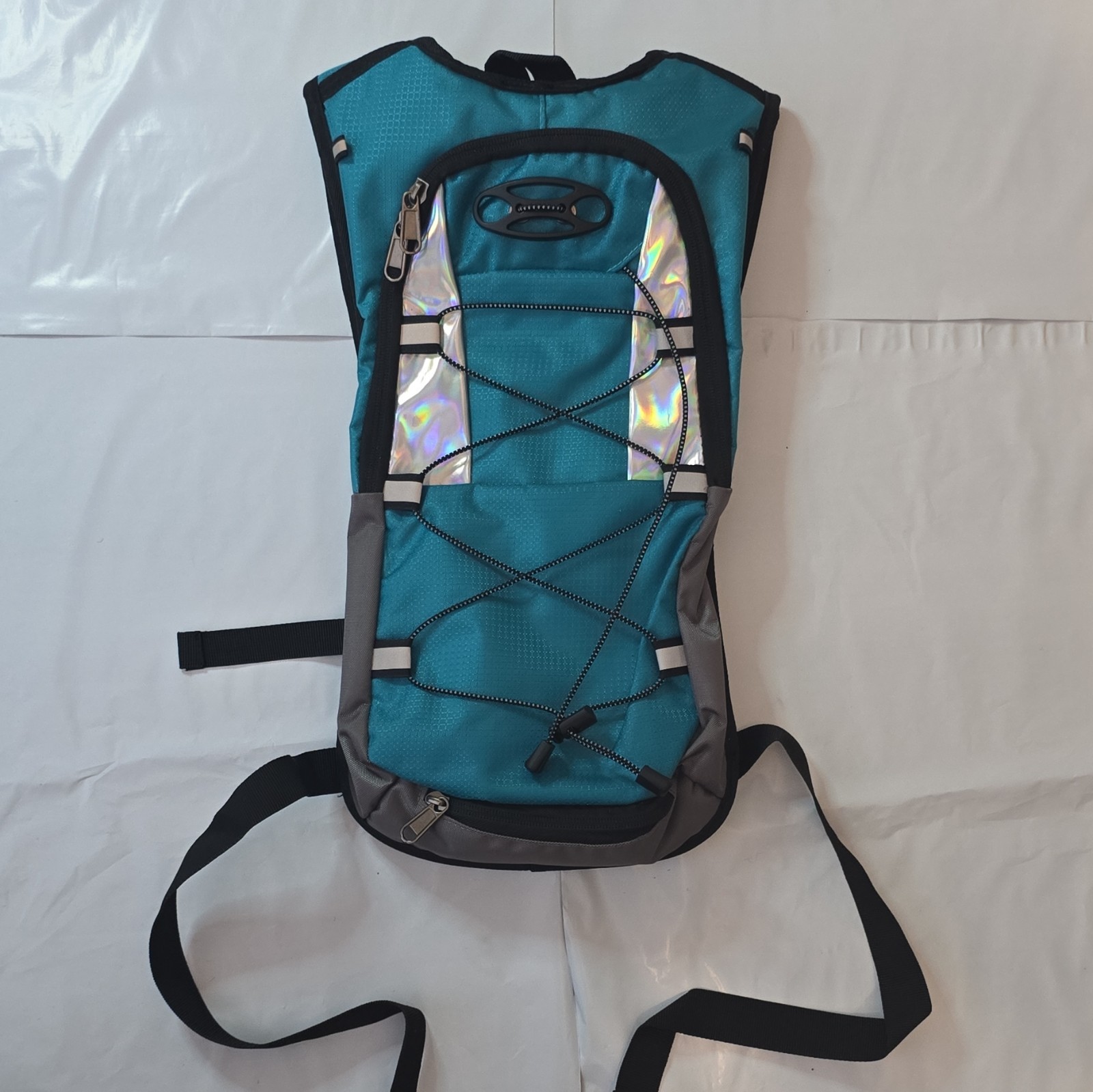 Hydration Backpack Reflective Hiking Pack Chest Buckle 2 Zip Pockets Blue